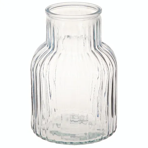 Glasvase im Retro-Stil mit edler Rillenstruktur in blau von Floristik24