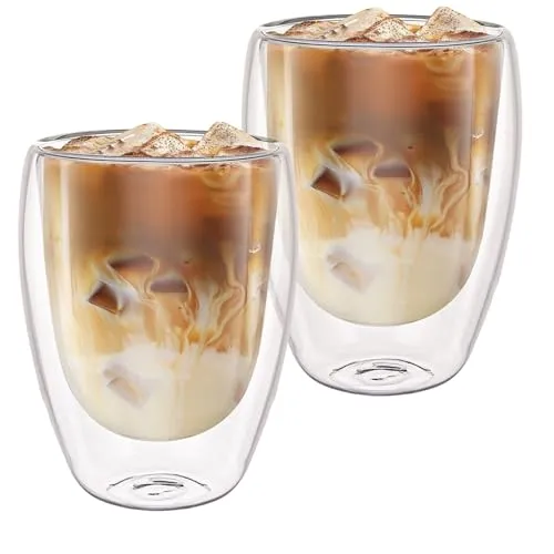 ASelected 2er Set Latte Macchiato Gläser, 350 ML doppelwandige gläser Schwebeeffekt doppelwandige kaffeegläser für Latte Macchiato Cappuccino Bier Milch Tee