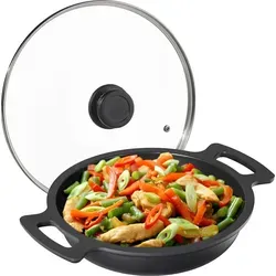 relaxdays Servierpfanne mit Deckel - Schwarz