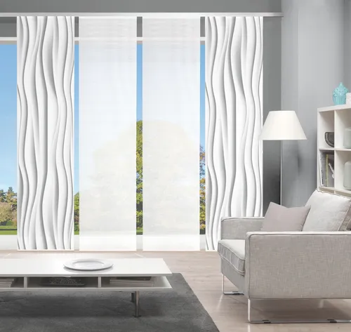 VISION S 4er-Set Schiebevorhänge WELLO, halbtransparent, grau - Gardinen & Vorhänge, modernes 4er Set mit halbtransparentem Design für stilvolle Lichtdurchflutung, ideal für alle Zimmer.