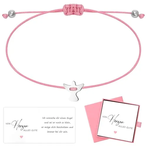 HOWAB Schutzengel Armband Silber - 3 Stück Set, Kommunions- und Konfirmationsgeschenke für Mädchen, Glücksarmband