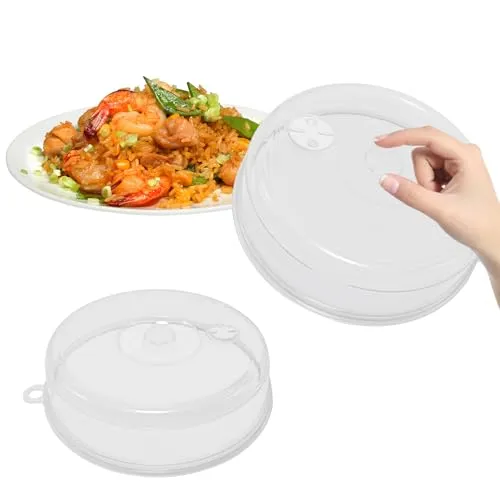 Xpieoyrm 2 StüCk Mikrowellen Abdeckung, 23cm und 17cm Transparent Microwellenabdeckungen mit einstellbarem Dampfentlüftungsloch, Ausführung robust und BPA frei, für Mikrowelle Verhindert Spritzen