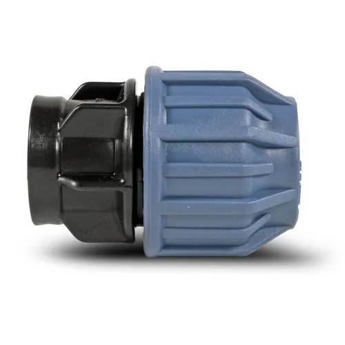 Jason Kupplung PP 25 mm x 1/2 Klemm x Innengewinde 16bar Schwarz/Blau DVGW/KIWA/WRAS/SVGW