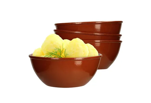 MamboCat Servierschale 4er Set - Braune Tonschalen 18cm, glasiert - Servierschalen aus handgearbeitetem Steingut, ideal für Brunch, Buffet und mehr. Jedes Stück ist ein Unikat mit exzellenter Wärmeverteilung und Fettabsorption.