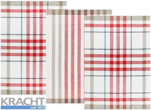 Geschirrtücher Spültücher Küchentücher Halbleinen Set 3 Stück Rot Kariert Kracht
