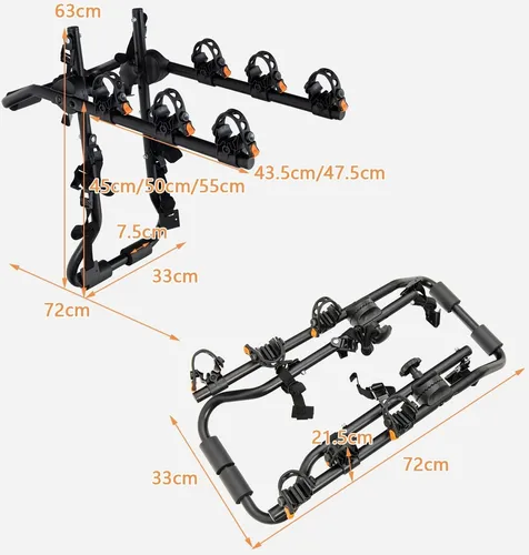 Heckklappen-Fahrradträger für 3 Fahrräder
