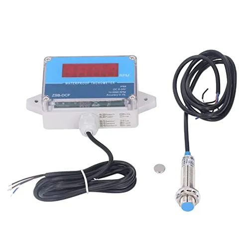 Kadimendium Motor Tachometer Speed ??Meter Sensor IP68 Wasserdichte LED Digitalanzeige DC 8V Bis 24V Motor Tachometer mit Hallsensor