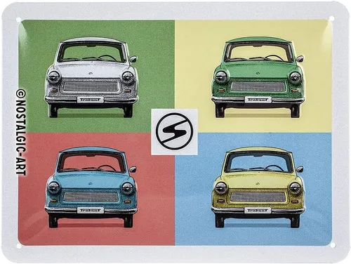 Nostalgic-Art Metallschild Blechschild 15x20 cm - Berlin - Trabant - Pop Art