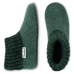 Ehrenkind Gemütliche Kinder-Hausschuhe aus reiner Schurwolle, Rutschfest Hüttenschuhe (atmungsaktiv & temperaturregulierend, Hüttenhausschuhe, Hüttenschuhe Kinder, Hüttenschuhe) ideal für Kindergarten, Schule und zu Hause grün 25 EU