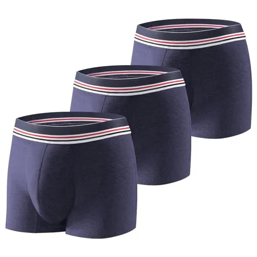 Carer 3 Stück Herren-Boxershorts für Inkontinenz, waschbar Inkontinenz Pants Männer Baumwolle mit 80 ml saugfähige Unterlage speichert Urin verhindert Blasenlecks für leichte Inkontinenz Blau XXL