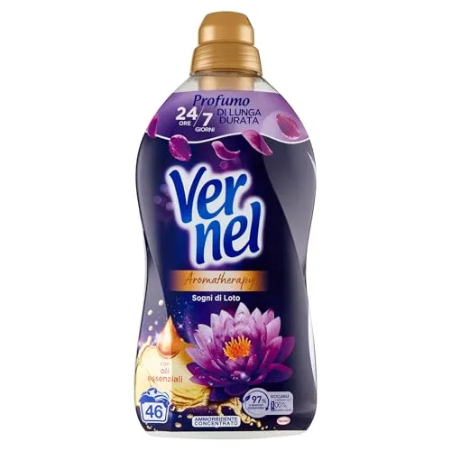 Vernel Aromatherapy Sogni di Loto, Weichspülerkonzentrat, Duftgefühl wie frisch gewaschen, 1 Packung mit 46 Wäschen