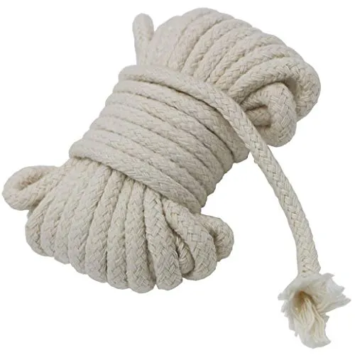 Jukway Baumwollkordel 5mm Rund Kordel Geflochtenes Seil aus Natur Baumwolle - Mehrzweck Schnur zum Nähen Bündeln, DIY Basteln Dekoration - Rohweiß (5 Meter)