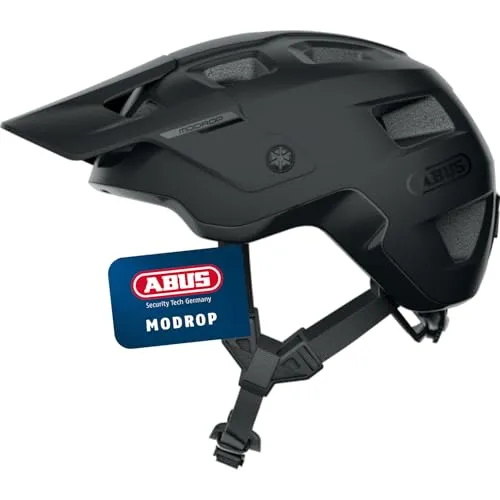 ABUS MODROP Helm in velvet black, Größe 54-58 - Optimaler Schutz für Mountainbiker - Fahrradhelm mit MTB-spezifischem Verstellsystem für perfekte Anpassung und rutschfestem TriVider-Gurt; Multi-Shell-Inmold-Konstruktion für Langlebigkeit und Sicherheit.