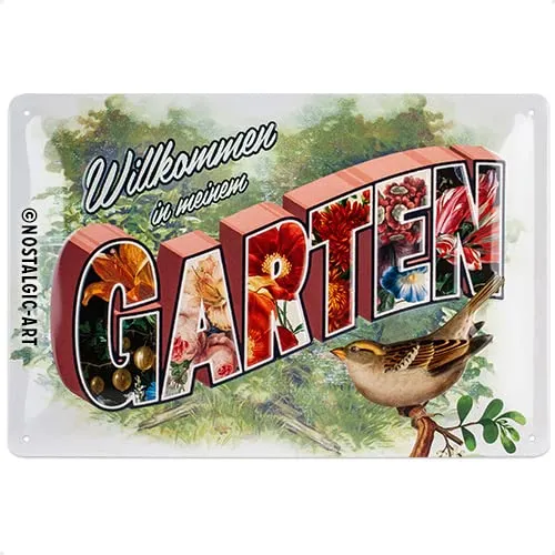 Nostalgic-Art Retro Blechschild, 20 x 30 cm, Willkommen in meinem Garten – Geschenk-Idee für Garten-Freunde, aus Metall, Vintage Design mit Spruch, Blechschilder Sprüche