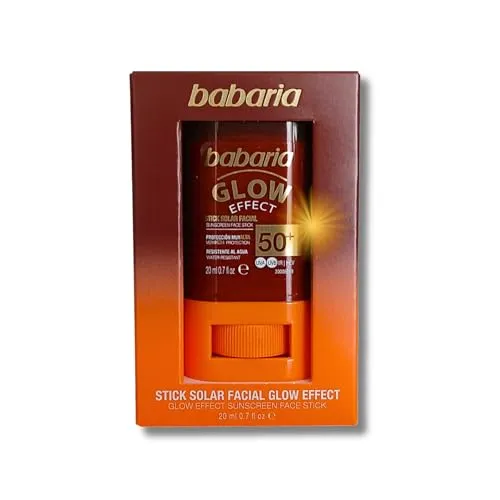 Babaria Sonnenstick für das Gesicht, 50 Glow, Sonnencreme auf Stick, 20 ml, Sonnenschutz 50 für das ganze Jahr, vegan