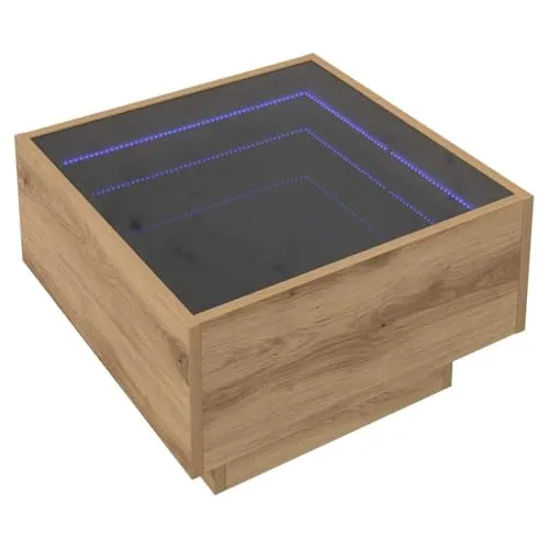 vidaXL Couchtisch Eiche handwerklich 50 x 50 x 30 cm - Rustikaler Couchtisch aus Holzwerkstoff mit reflektierender Oberfläche, ideal für stilvolle Akzente und multifunktionale Nutzung im Wohnzimmer.