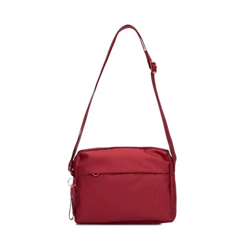 MANDARINA DUCK MD20 Medium Zip Crossover Umhängetasche - Damentasche in auffälligem Cherry Tomato Rot, verstellbar und ideal für Freizeitaktivitäten, aus 100% Polyester gefertigt.