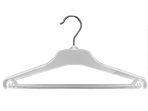 Anzug und Kostüm Kleiderbügel mit Steg, 45 cm, transparent, 20 Stück