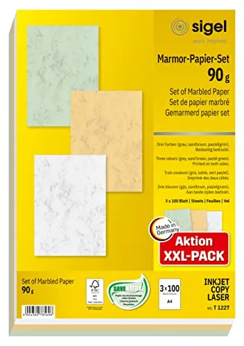 SIGEL T1227 Marmor-Papier Set A4 in grau von SIGEL