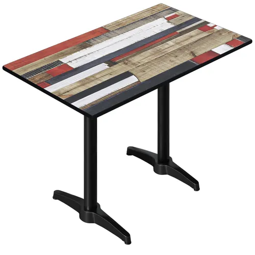CPBL HPL Compact Bistro Stehtisch - Vintage Bunt 130x80cm - Outdoor HPL Bistro Stehtisch, edle Optik und hohe Tragkraft, ideal für Gartenpartys oder Cafés, bis zu 6 Sitzplätze.
