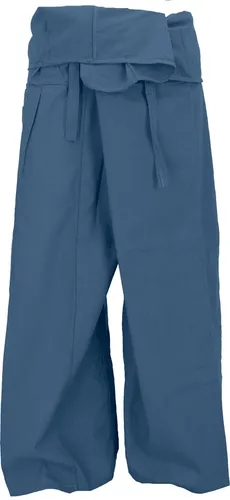 Extra lange Thai Fischerhose aus Baumwolle - XXXL Fisherman Pants Yo - Hosen aus 100% Baumwolle, fair gehandelt in Nepal, ideal für entspannte Looks im Ethno Style. Weit geschnitten und ganzjährig tragbar.