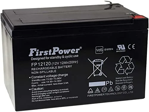 FirstPower Blei-Gel Akku 12Ah 12V für Rollstühle und Elektrofahrzeuge