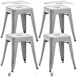 CLP 4er Set Sitzhocker Armin aus Metall in silber von CLP