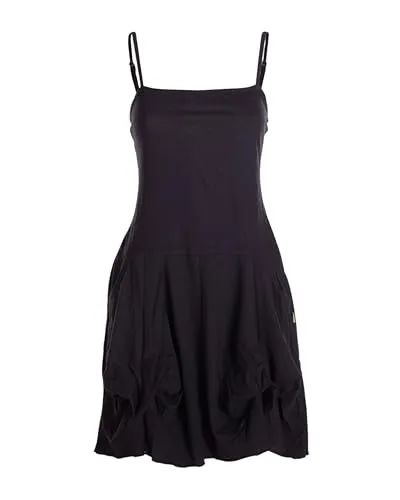 Vishes Damen Sommerkleid im Ballon-Stil I Schwarz I Größe S (34) I 100% Baumwolle I Stylisches Sommerkleid für Freizeit & Alltag I Nachhaltige Alternative Bekleidung