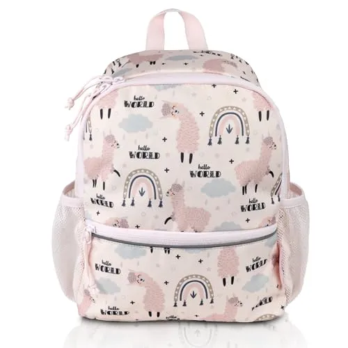 TA Trend Atelier Kinderrucksack aus recyceltem Polyester mit Brustgurt, wasserabweisend & PFC-frei – leichter Kindergarten- & Kita-Rucksack mit Reflektoren, 6 L (Lama-Rosa)