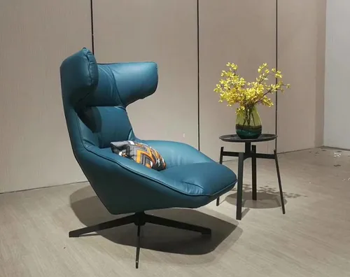 Blauer Luxus Ledersessel 1-Sitzer - Sofas & Sessel: Moderner 1-Sitzer mit Kissen, perfekter Komfort und stilvolles Design für Ihr Wohnzimmer.