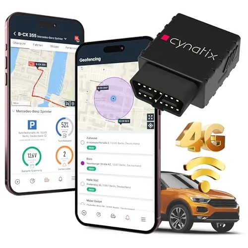 OHNE ABO | 4G-Pro Cynatix GPS Tracker Komplettpaket 1 Jahr | Echtzeit-Ortung inkl. SIM & App | Auto, LKW, Wohnmobil, Transporter