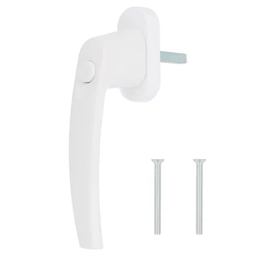 Premium Aluminium Fenstergriff verriegelbar über Druckknopf in Weiß - Stiftlänge 45mm