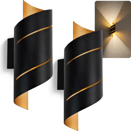 SSC-LUXon 2er Set REVIA LED Wandstrahler schwarz gold in gold von SSC-LUXon