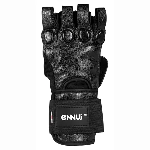 Ennui FSK Handschuhe für Skateboarding mit gepolstertem Handballen- und Handknöchelschutz, Schwarz, M - Robuste Skateboarding-Handschuhe mit gepolstertem Schutz für Handballen und -knöchel. Ideal für Sicherheit und Komfort beim Skaten, mit stylischem Design.