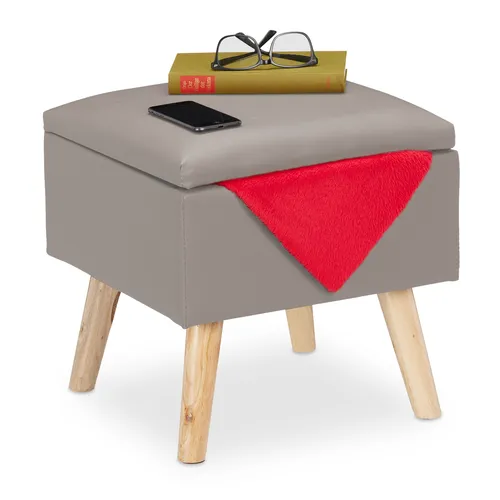 Sitzhocker mit Stauraum - Sitzwürfel aus Kunstleder - Hocker & Barhocker mit praktischem Stauraum und elegantem Design, ideal für kleine Räume. Belastbar bis 120 kg und in stilvollem Grau.