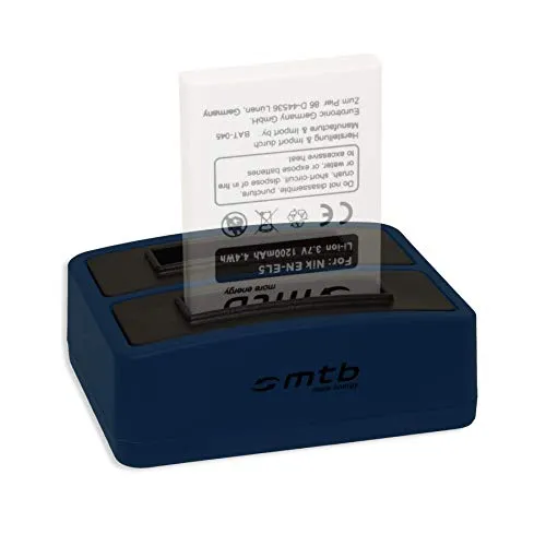 Dual-Ladegerät (USB) für Nikon EN-EL5 / Coolpix P6000, P5000, P530, P520, P510, P500... / AW110(s) ... - inkl. Micro-USB-Kabel (2 Akkus gleichzeitig ladbar)