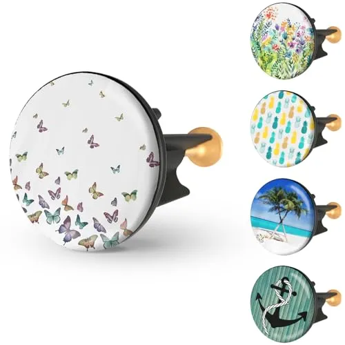 Arteneur Waschbeckenstöpsel 40mm Schmetterlinge – Edelstahl Excenterstopfen mit extra Schwerer Messingschraube für stabilen Halt | Universeller Abflussstopfen für Waschbecken