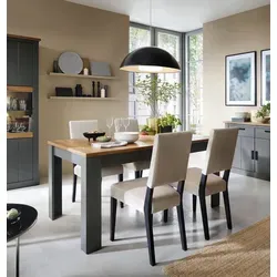 Design Esstisch WM-444 Amaretto Eiche Hudson - Anthrazit, ausziehbar von 160 cm bis 200 cm - Esstisch WM-444 in Amaretto Eiche Hudson - Anthrazit, funktionaler Synchronauszug für flexible Nutzung, stilvolles Design für jeden Raum.