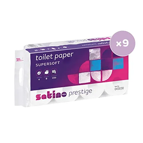 Satino by WEPA Prestige Toilettenpapier 043030 - 72 Rollen 4-lagig - Toilettenpapiere, 4-lagig für extreme Saugfähigkeit und Komfort. EU Ecolabel zertifiziert für nachhaltigen Genuss.
