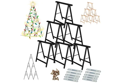 MODO24 Sägebock Holzbock 6er-Set - Gestelle für vielseitige Anwendungen, ideal als stabiler Arbeitsbock oder kreativer DIY-Weihnachtsbaum mit robustem Kiefernholz und einfacher Montage.