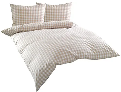 Bettwäsche mit Stil Mako Batist/Perkal Karo Oslo (240x220 cm + 2x80x80 cm)