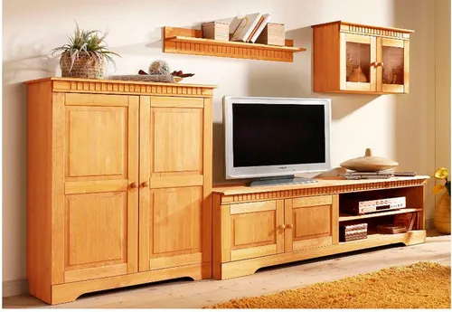 Home affaire Wohnwand Set, 3-teilig in Beige - Wohnzimmerschränke aus FSC®-zertifiziertem, massivem Kiefernholz, nachhaltig und individuell, ideal für ein gemütliches Wohnzimmer mit viel Stauraum.