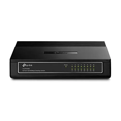 TP-Link TL-SF1016D Desktop Fast Ethernet Netzwek Switch (16x 10/100Mbit/s Ports, Kunststoffgehäuse, Plug&Play), Weiß, 16-port 10/100Mbps Switch