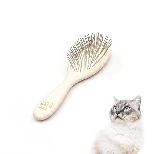 LucyBalu® Katzenbürste für Kurz- und Langhaarkatzen - Hochwertige Katzenbürste zur Fellpflege, fördert die Durchblutung für ein gesundes, glänzendes Fell und reduziert Haarverlust im Zuhause. Made in Germany.
