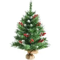 Costway Mini Künstlicher Weihnachtsbaum mit Roten Beeren 60 cm