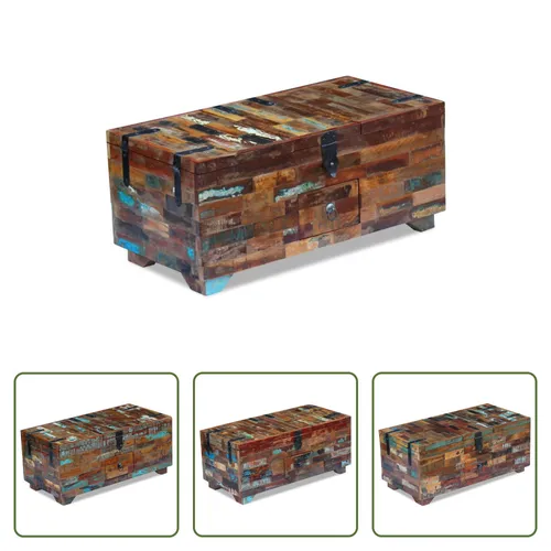 The Living Store Couchtisch Truhe Altholz Massiv 80x40x35 cm