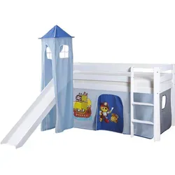 Spielbett Kasper ca. 90x200 cm Echtholz Blau/Weiß