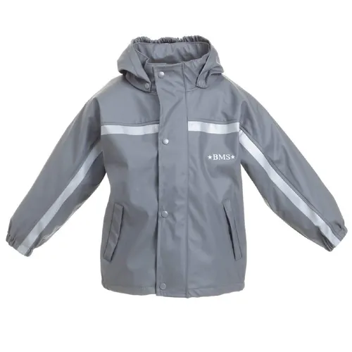 BMS Buddeljacke: Wasserdichte Regenjacke für Kinder in Coolgrey, Größe 128 - Funktionsjacken: 100% wasserdicht, mit abnehmbarer Kapuze und reflektierenden Streifen für optimale Sicherheit bei jedem Wetter.