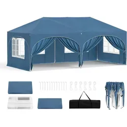 Woltu Pavillon 3x6 m mit 2 Seitenteilen - Hochwertiger Outdoor Pavillon mit höhenverstellbarem Spitzdach, ideal für Gartenpartys und Veranstaltungen. Inklusive Tragetasche für einfachen Transport und Aufbau.