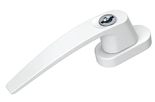 BASI | abschließbarer Fenstergriff | in Aluminium Weiß | Dreh Kipp Funktion | moderner Fensterbeschlag | Kindersicherung | gleichschließend | 1 Stück